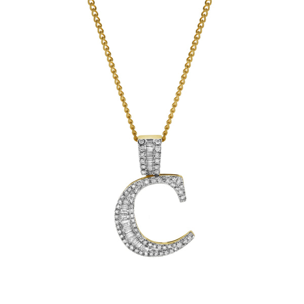 LuvMyJewelry C Initial Diamond Pendant 10K Yellow Gold - 0.63 Carats