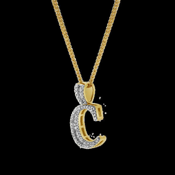 LuvMyJewelry C Initial Diamond Pendant 10K Yellow Gold - 0.63 Carats