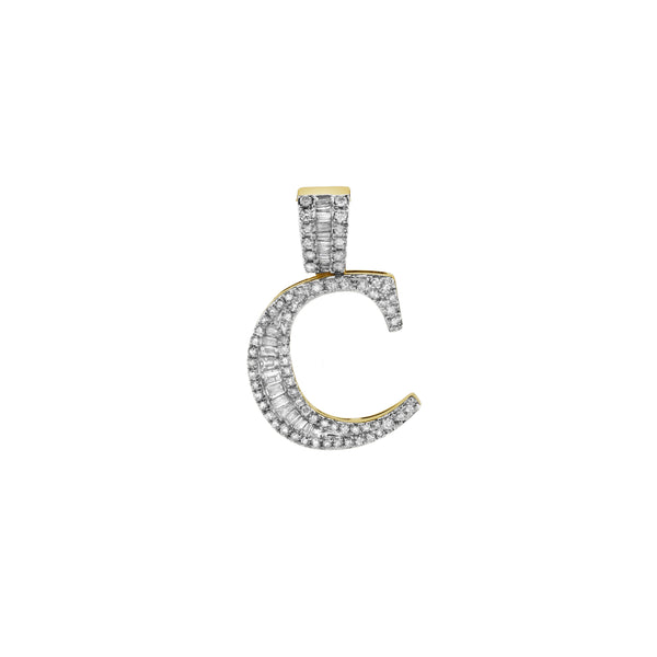LuvMyJewelry C Initial Diamond Pendant 10K Yellow Gold - 0.63 Carats