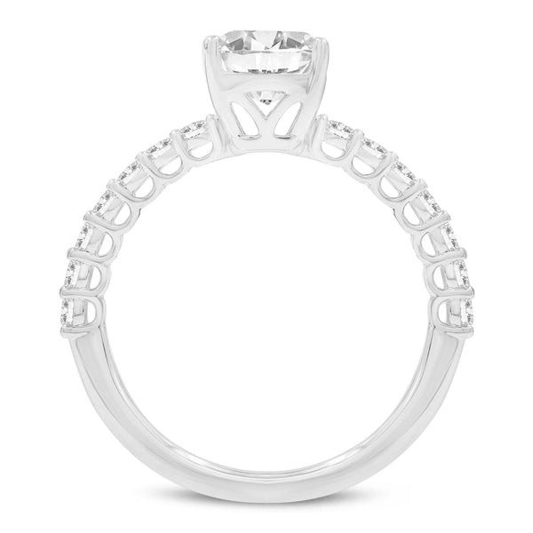 LuvMyJewelry Calista 14K White Gold Emerald Cut Lab Grown Diamond Engagement Ring - 2.55 Ctw