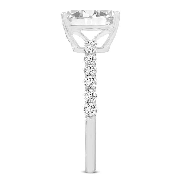 LuvMyJewelry Calista 14K White Gold Emerald Cut Lab Grown Diamond Engagement Ring - 2.55 Ctw