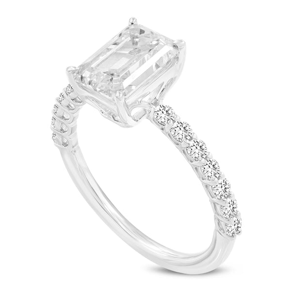 LuvMyJewelry Calista 14K White Gold Emerald Cut Lab Grown Diamond Engagement Ring - 2.55 ctw
