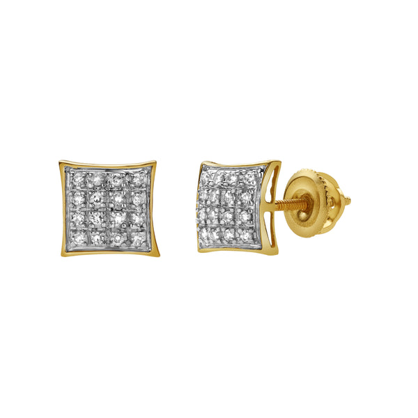 LuvMyJewelry Calyssia 10K Yellow Gold Cluster Diamond Unisex Earrings - 0.11 Cts