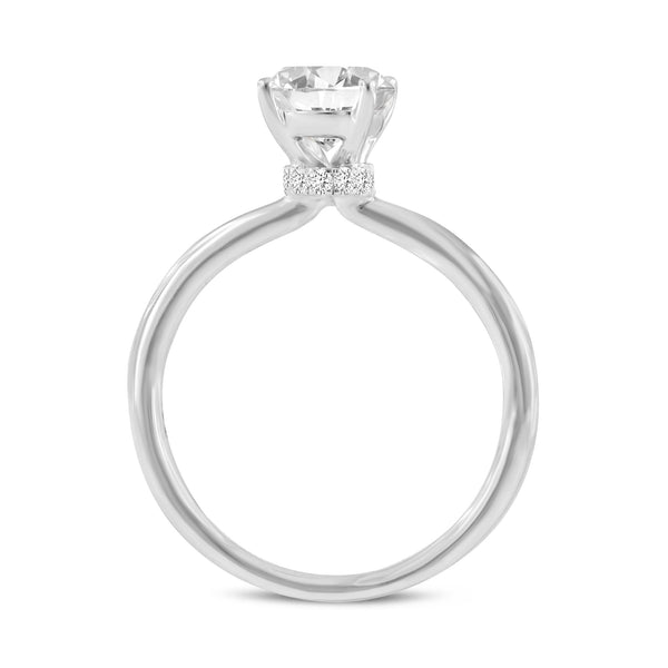 LuvMyJewelry Camilla 14K White Gold Oval Lab Grown Diamond Hidden Halo Engagement Ring - 1.75 Ct