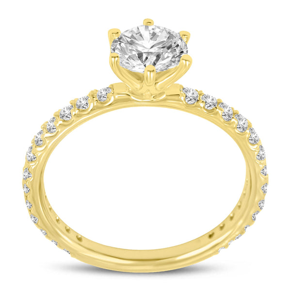 LuvMyJewelry Camille 14K Yellow Gold Round Cut Lab Grown Round Diamond Engagement Ring - 1.52 Ct