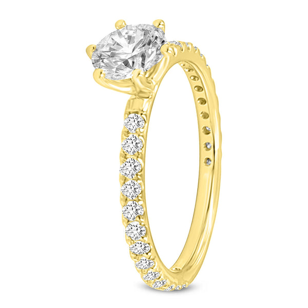 LuvMyJewelry Camille 14K Yellow Gold Round Cut Lab Grown Round Diamond Engagement Ring - 1.52 Ct