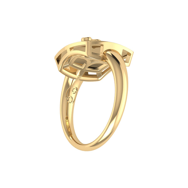 LuvMyJewelry Cancer Crab Ruby & Diamond Constellation Signet Ring In 14K Yellow Gold Vermeil On Sterling Silver
