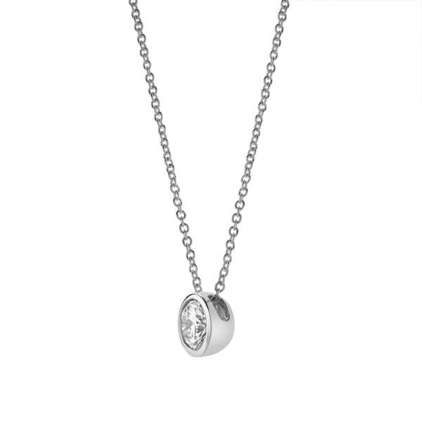 LuvMyJewelry Carlyle 14K White Gold Round Lab Grown Diamond Pendant - 0.50 Ctw