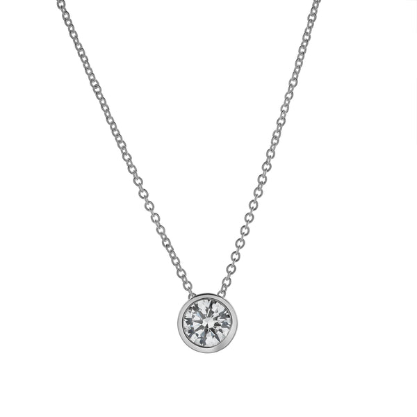 LuvMyJewelry Carlyle 14K White Gold Round Lab Grown Diamond Pendant - 0.50 Ctw