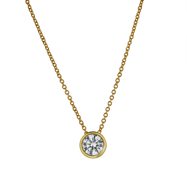 LuvMyJewelry Carlyle 14K Yellow Gold Round Lab Grown Diamond Pendant - 0.49 Ctw