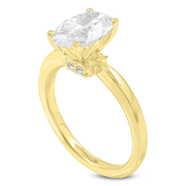 LuvMyJewelry Cassia 14K Yellow Gold Oval Lab Grown Diamond Hidden Halo Engagement Ring - 2.1 Ct