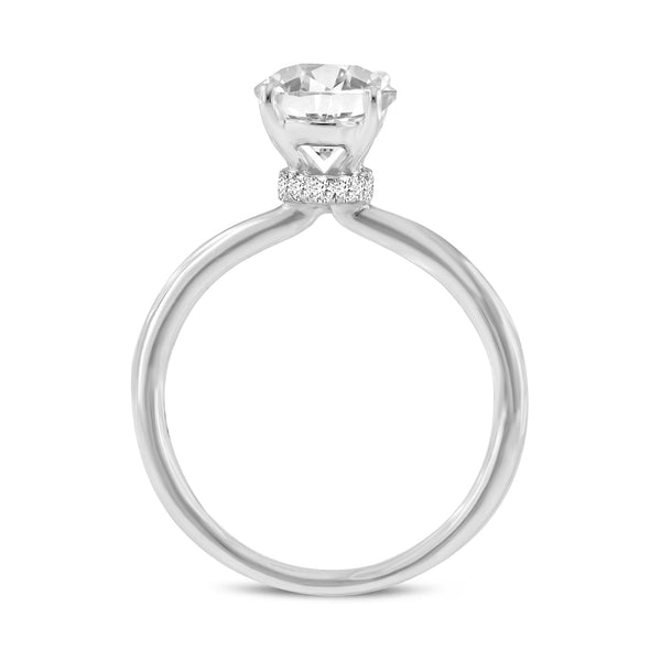 LuvMyJewelry Cecilia 14K White Gold Oval Lab Grown Diamond Hidden Halo Engagement Ring - 1.8 Ct