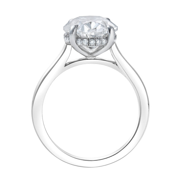 LuvMyJewelry Celestia 14K White Gold Oval Cathedral Lab Grown Diamond Hidden Halo Engagement Ring - 5.15cts