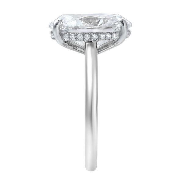 LuvMyJewelry Celestia 14K White Gold Oval Cathedral Lab Grown Diamond Hidden Halo Engagement Ring - 5.15cts