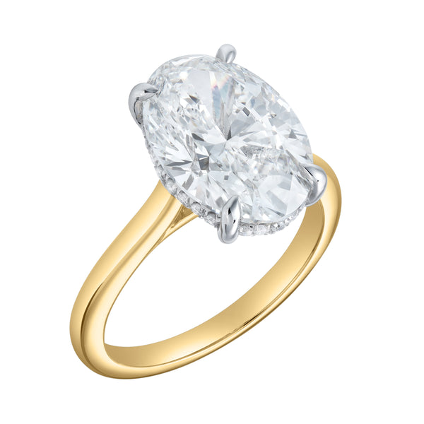 LuvMyJewelry Celestia 14K Yellow Gold Oval Cathedral Lab Grown Diamond Engagement Ring - 5.15cts