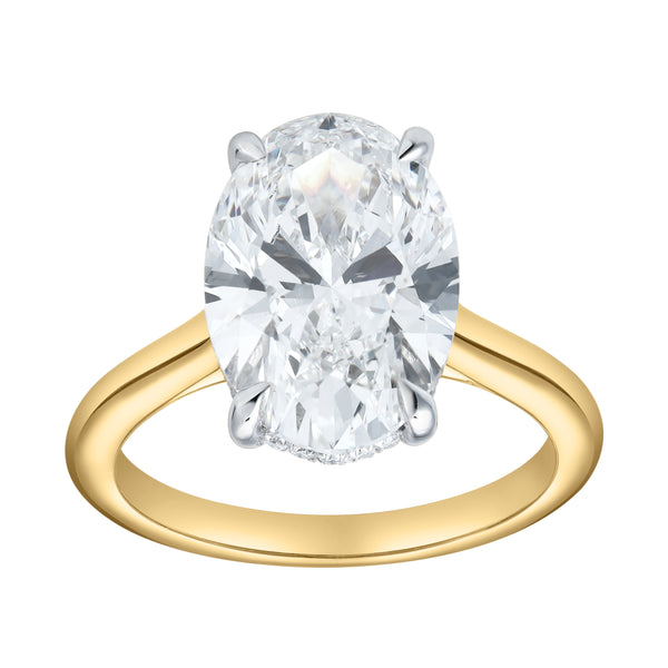 LuvMyJewelry Celestia 14K Yellow Gold Oval Cathedral Lab Grown Diamond Engagement Ring - 5.15cts