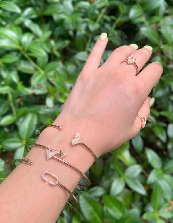 LuvMyJewelry Celia C Adjustable Diamond Cuff In 14K Rose Gold Vermeil On Sterling Silver