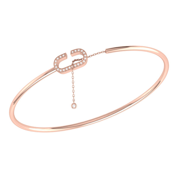 LuvMyJewelry Celia C Adjustable Diamond Cuff in 14K Rose Gold Vermeil on Sterling Silver