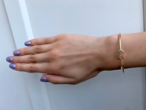 LuvMyJewelry Celia C Adjustable Diamond Cuff In 14K Yellow Gold Vermeil On Sterling Silver