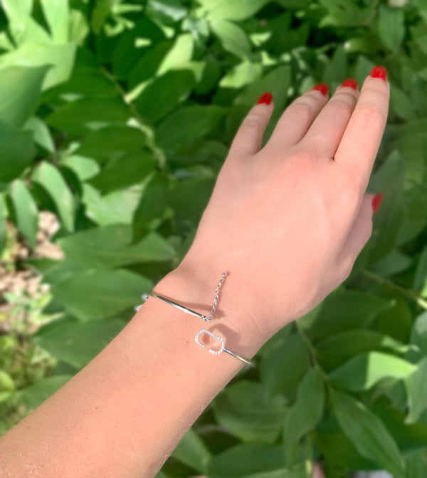 LuvMyJewelry Celia C Adjustable Diamond Cuff In Sterling Silver