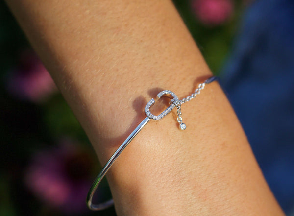 LuvMyJewelry Celia C Adjustable Diamond Cuff In Sterling Silver