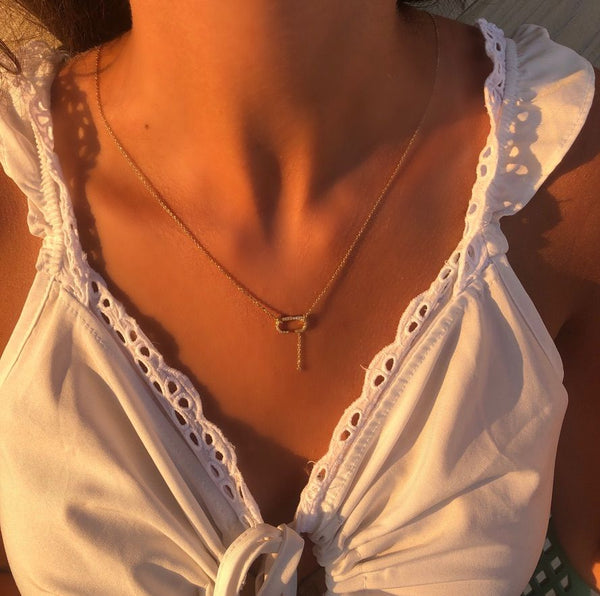 LuvMyJewelry Celia C Bolo Adjustable Diamond Lariat Necklace In 14K Yellow Gold Vermeil On Sterling Silver