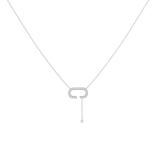 LuvMyJewelry CELIA C BOLO ADJUSTABLE DIAMOND LARIAT NECKLACE IN STERLING SILVER