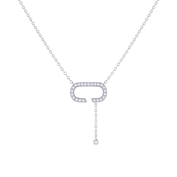 LuvMyJewelry CELIA C BOLO ADJUSTABLE DIAMOND LARIAT NECKLACE IN STERLING SILVER