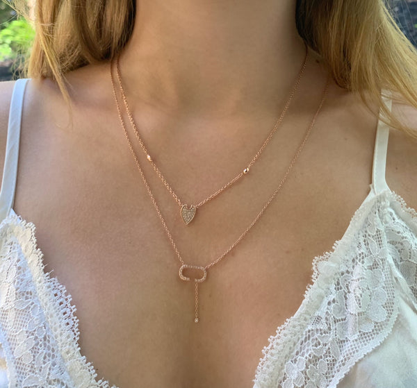 LuvMyJewelry Celia C Bolo Adjustable Diamond Lariat Necklace In 14K Rose Gold Vermeil On Sterling Silver