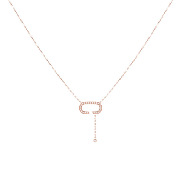 LuvMyJewelry Celia C Bolo Adjustable Diamond Lariat Necklace In 14K Rose Gold Vermeil On Sterling Silver