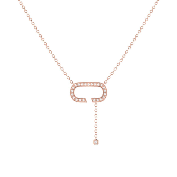 LuvMyJewelry Celia C Bolo Adjustable Diamond Lariat Necklace in 14K Rose Gold Vermeil on Sterling Silver