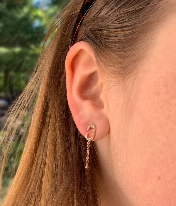 LuvMyJewelry Celia C Diamond Drop Earrings In 14K Rose Gold Vermeil On Sterling Silver