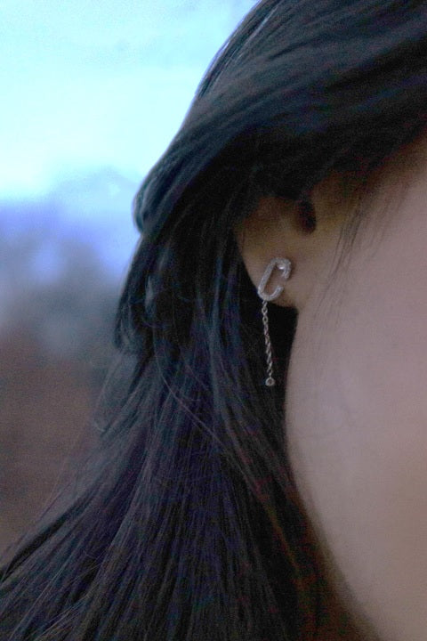 LuvMyJewelry Celia C Diamond Drop Earrings In Sterling Silver