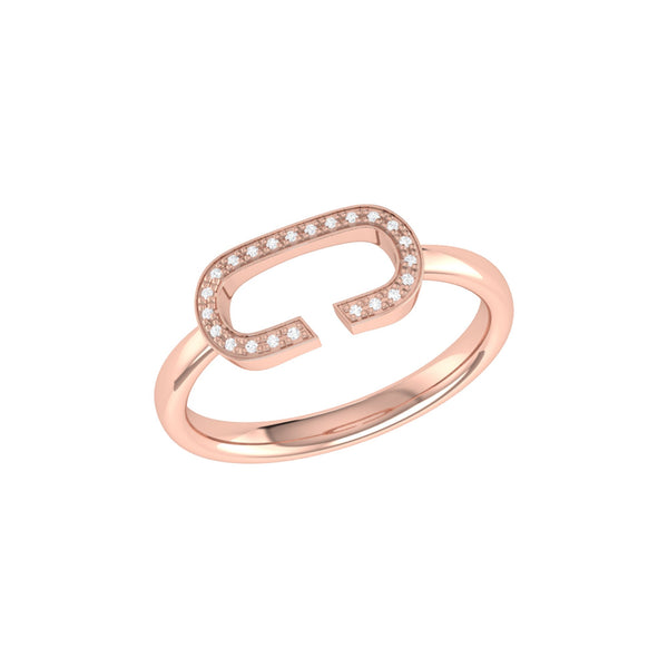 LuvMyJewelry Celia C Diamond Ring in 14K Rose Gold Vermeil on Sterling Silver