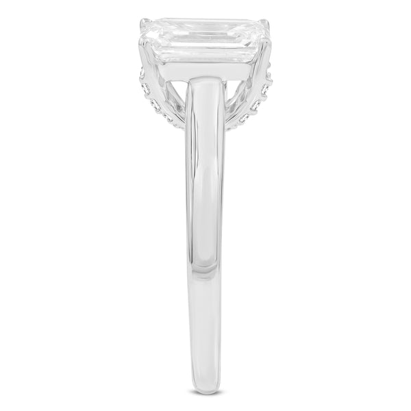 LuvMyJewelry Certified Emerald Cut Lab Grown Diamond (2.23 Ctw) Hidden Halo Ring In 14K White Gold