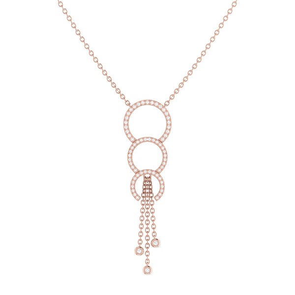 LuvMyJewelry Chandelier Circle Trio Bolo Adjustable Diamond Lariat Necklace in 14K Rose Gold Vermeil on Sterling Silver