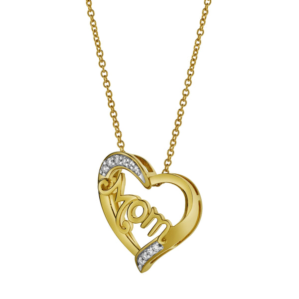 LuvMyJewelry Chic Mom Heart Diamond Pendant In 10K Yellow Gold