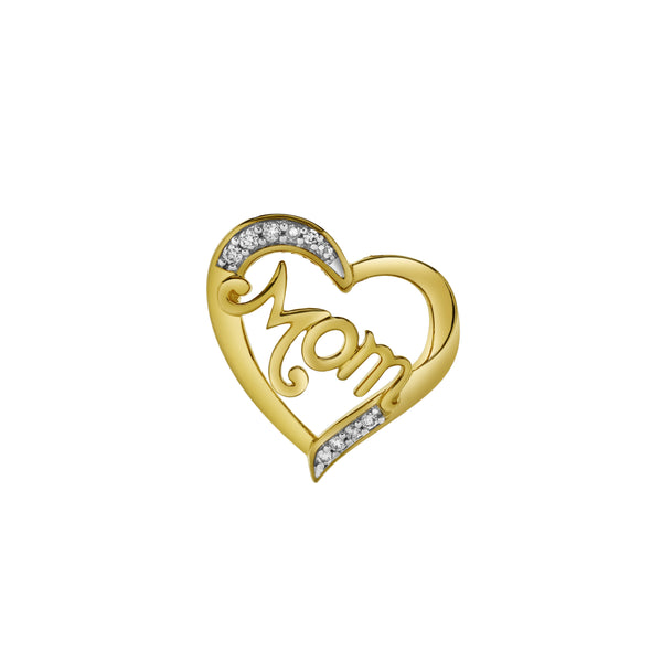 LuvMyJewelry Chic Mom Heart Diamond Pendant In 10K Yellow Gold