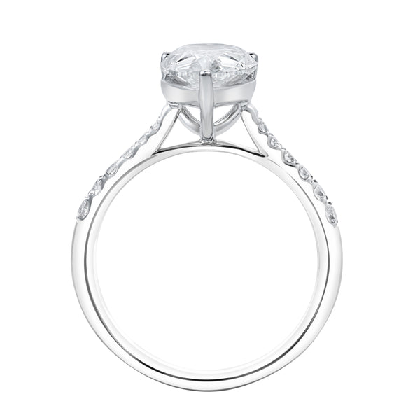 LuvMyJewelry Chloe 14K White Gold Pear Lab Grown Diamond Engagement Ring - 3.25 Ct