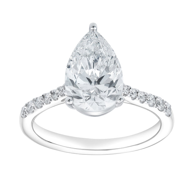LuvMyJewelry Chloe 14K White Gold Pear Lab Grown Diamond Engagement Ring - 3.25 Ct