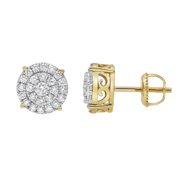 LuvMyJewelry Circle Entwine 14K Yellow Gold Diamond Earrings 0.81 Ct. Tw