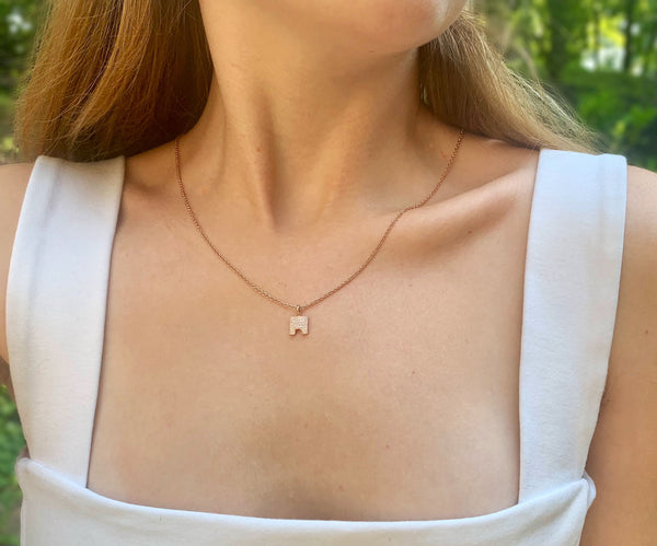 LuvMyJewelry City Arches Square Diamond Pendant In 14K Rose Gold Vermeil On Sterling Silver