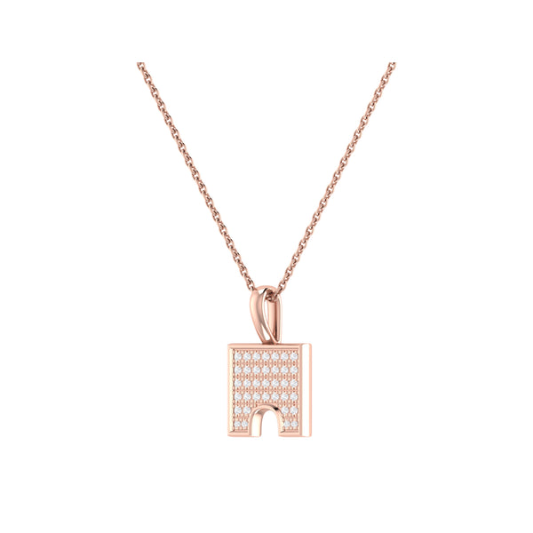 LuvMyJewelry City Arches Square Diamond Pendant In 14K Rose Gold Vermeil On Sterling Silver