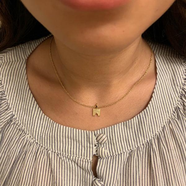 LuvMyJewelry City Arches Square Diamond Pendant In 14K Yellow Gold Vermeil On Sterling Silver