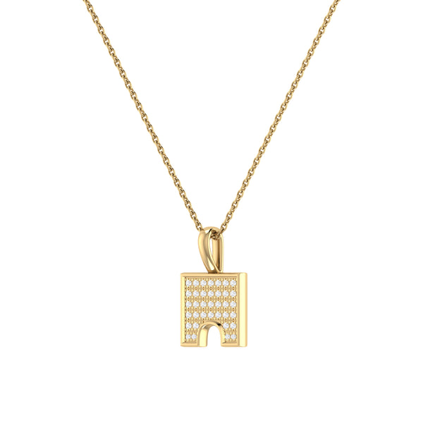 LuvMyJewelry City Arches Square Diamond Pendant In 14K Yellow Gold Vermeil On Sterling Silver