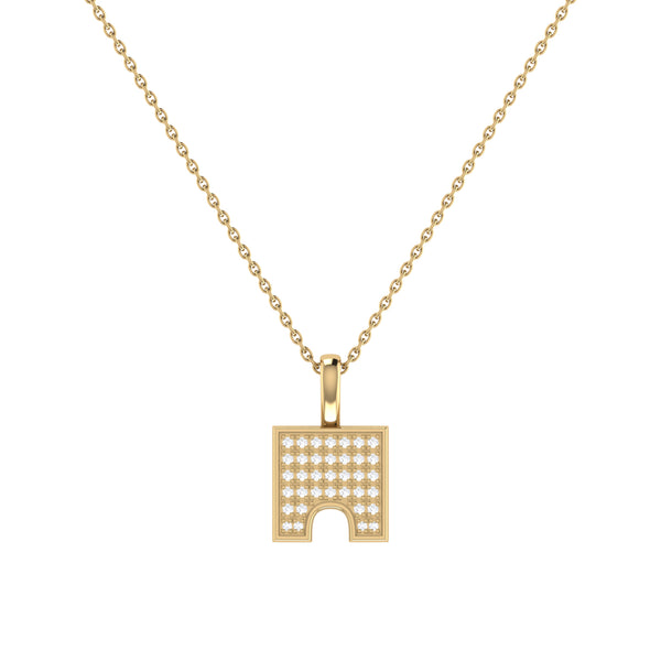 LuvMyJewelry City Arches Square Diamond Pendant in 14K Yellow Gold Vermeil on Sterling Silver