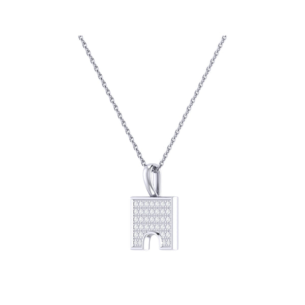 LuvMyJewelry City Arches Square Diamond Pendant In Sterling Silver