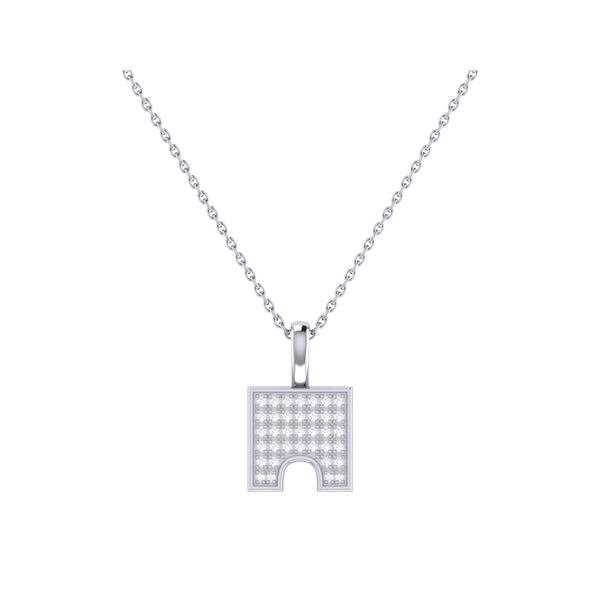 LuvMyJewelry City Arches Square Diamond Pendant in Sterling Silver