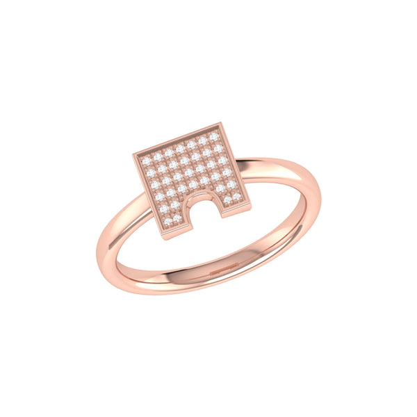 LuvMyJewelry City Arches Square Diamond Ring in 14K Rose Gold Vermeil on Sterling Silver
