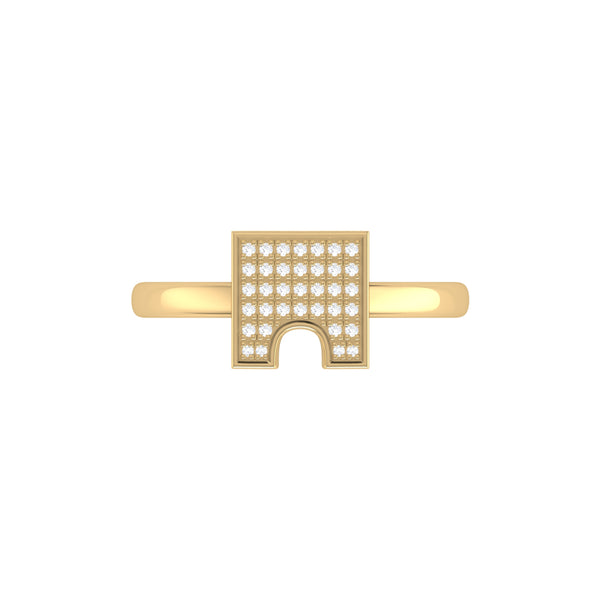 LuvMyJewelry City Arches Square Diamond Ring In 14K Yellow Gold Vermeil On Sterling Silver
